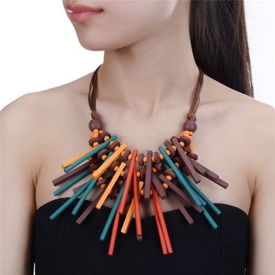 Handmade Wooden Exaggerated Necklace For Women