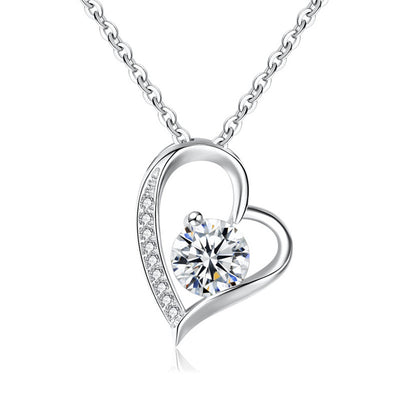 Simple Heart-shaped Zircon Necklace For Women