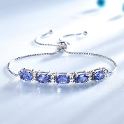 Bracelets For Women Gemstone Blue Topaz Adjustable Chain Link Bracelet Christmas Jewelry