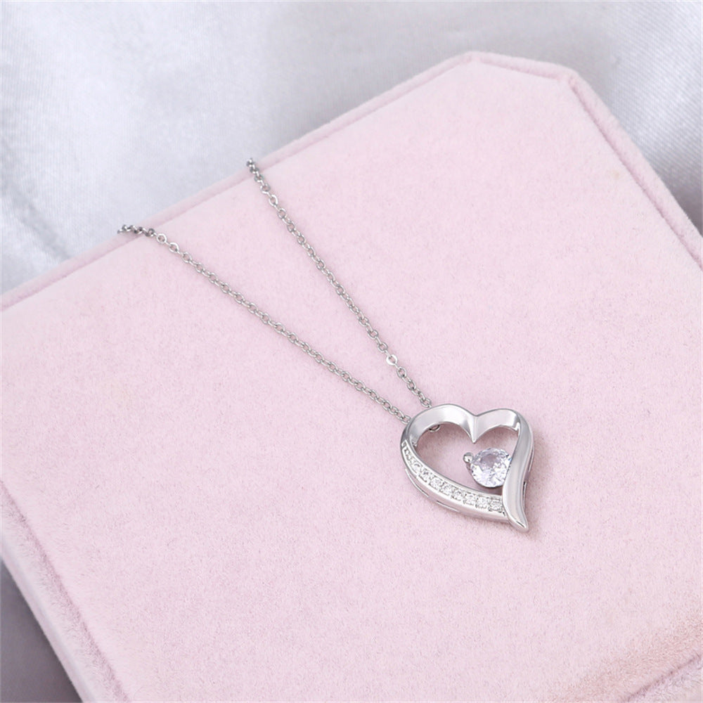 Simple Heart-shaped Zircon Necklace For Women