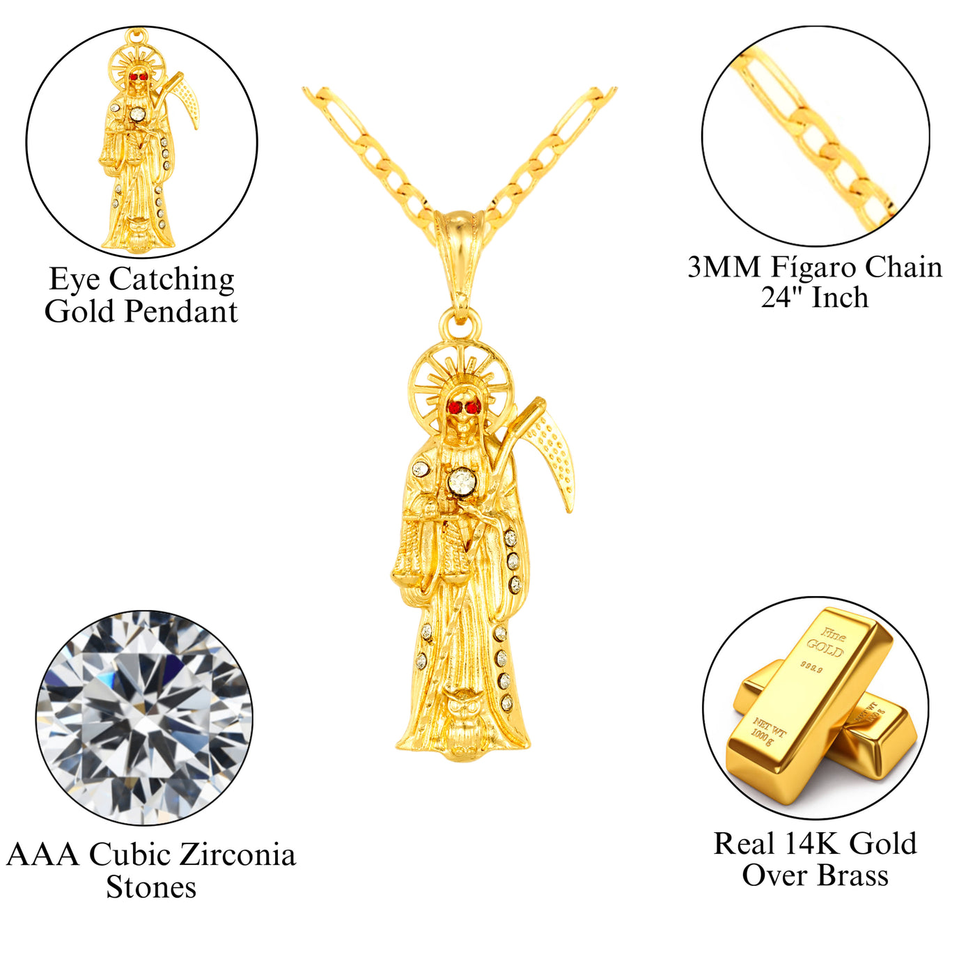 Santa Muerte 14K Gold Filled Necklace