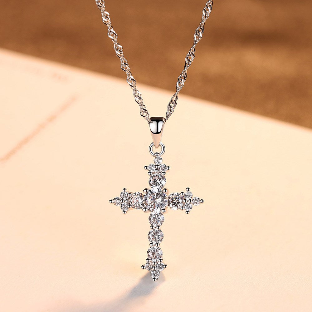 Cross Diamonds Necklace 925 Sterling Silver