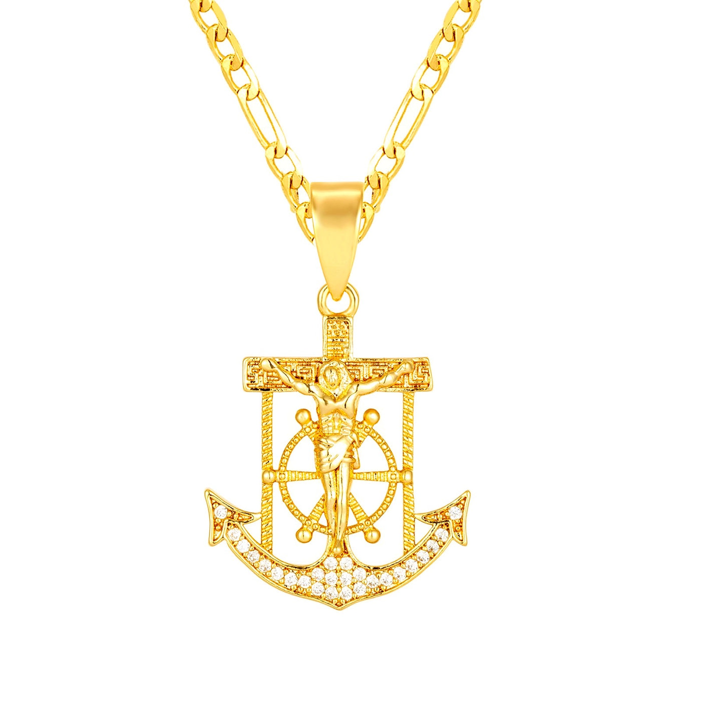 Jesus Small Anchor 18K Gold Filled Necklace