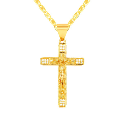 Jesus Christ Cross 18K Gold Filled Necklace