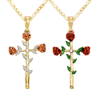 Cross Rose Necklace
