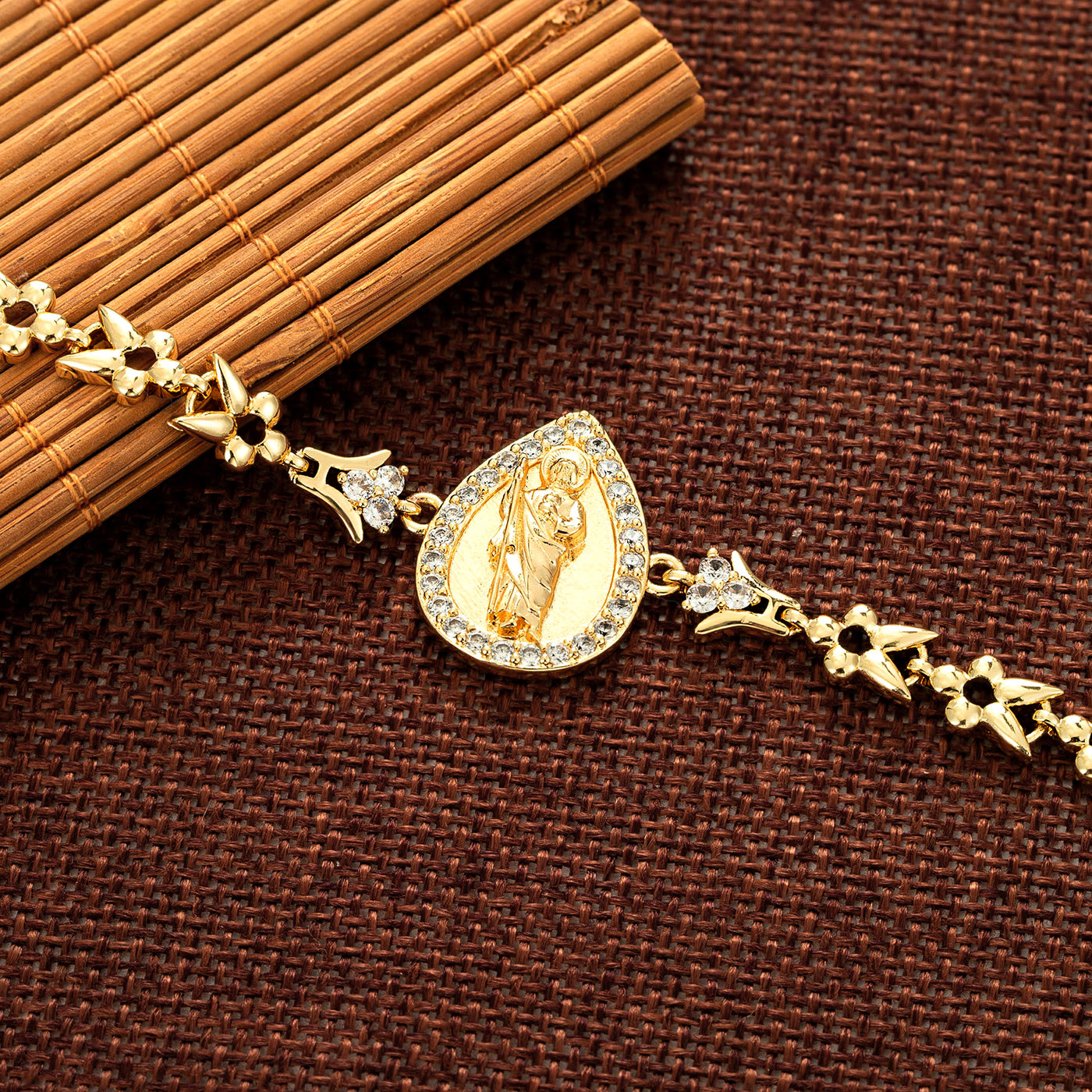 Saint Jude CZ Bracelet 14K Gold Plated - Luxe & Co. Jewelry