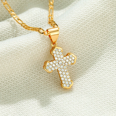 Iced Cross 18K Gold Filled Necklace
