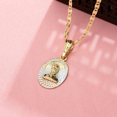 Jesus Mal Verde Necklace 14K Gold Plated - Luxe & Co. Jewelry