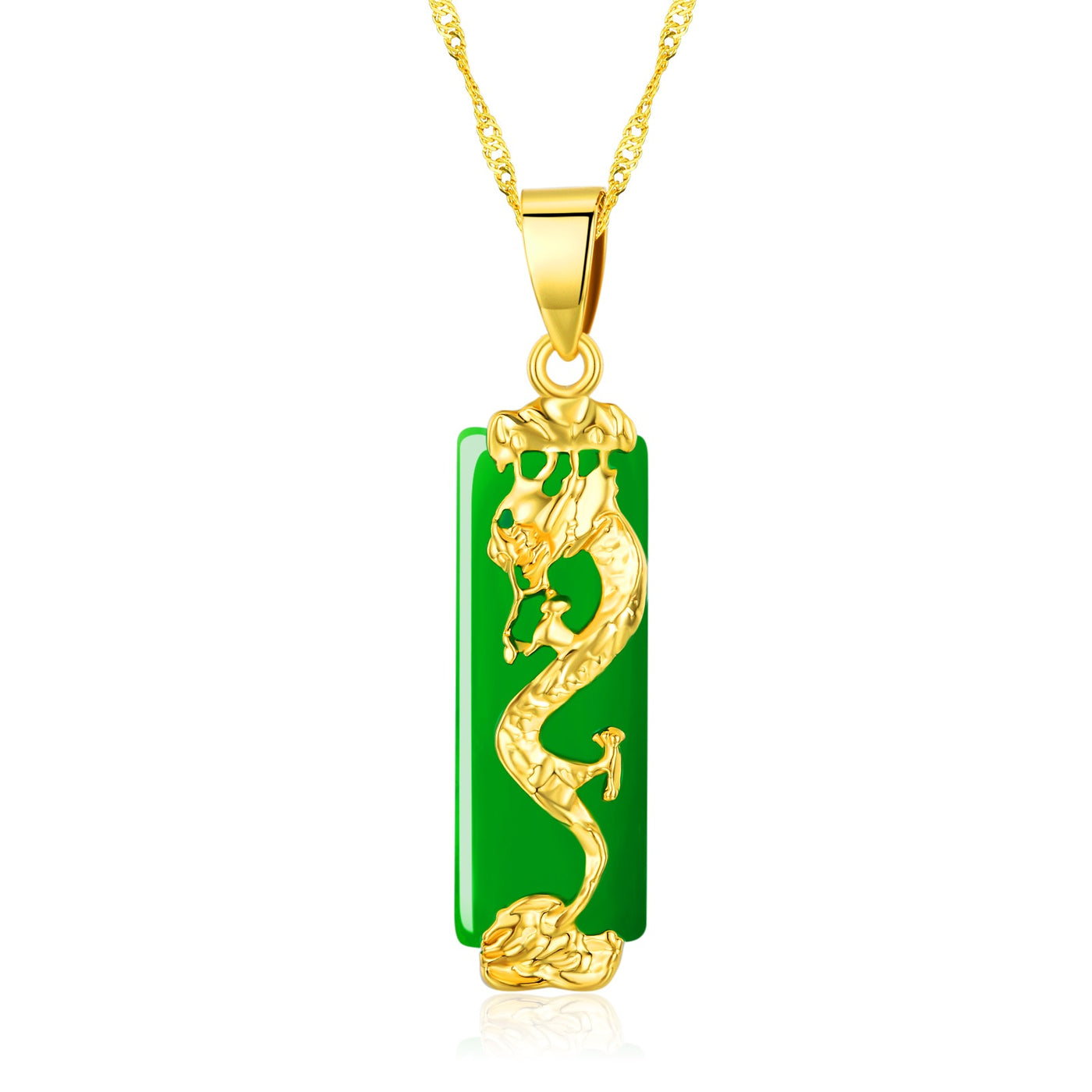 Dragon Jade Necklace 18K Gold Sterling Silver