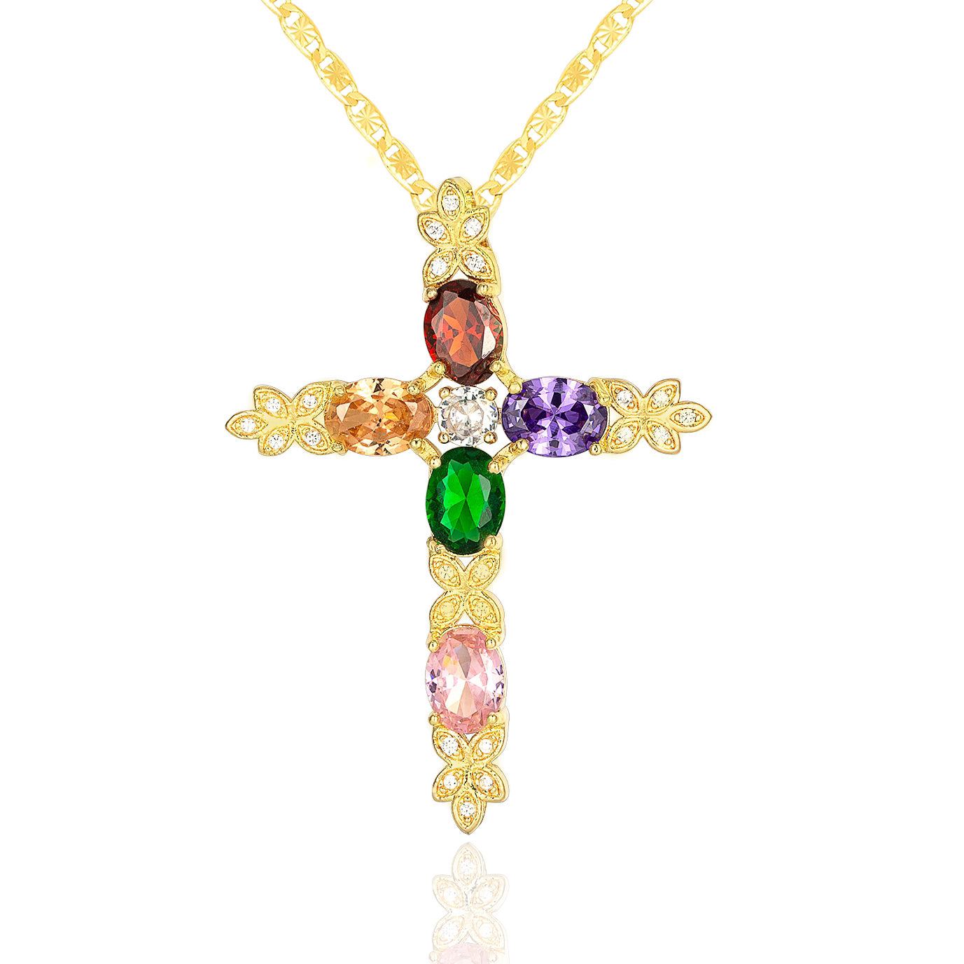 Cross Gems Necklace 14K Gold Plated - Luxe & Co. Jewelry
