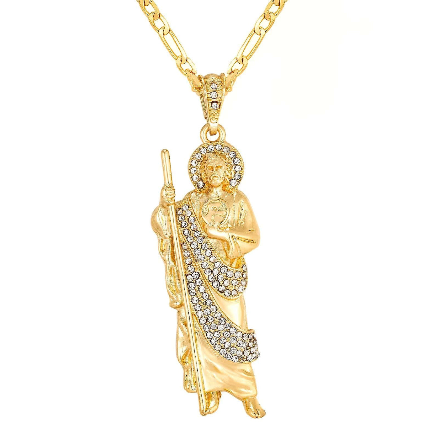 Saint Jude XL Diamond Necklace 14K Gold Plated - Luxe & Co. Jewelry