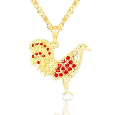 Rooster 14K Gold Plated CZ Necklace - Luxe & Co. Jewelry