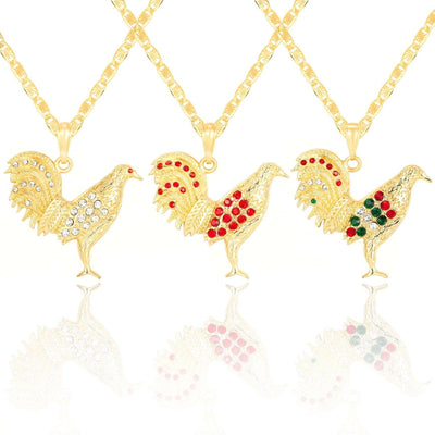 Rooster 14K Gold Plated CZ Necklace - Luxe & Co. Jewelry