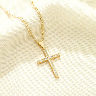 Thin Cross CZ 14K Gold Filled Necklace - Luxe & Co. Jewelry