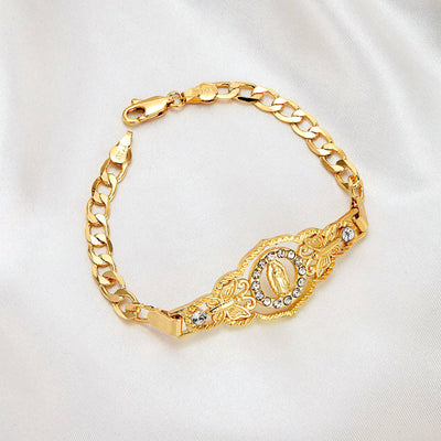 Virgen Mary 14K Gold Plated Butterfly CZ Bracelet - Luxe & Co. Jewelry
