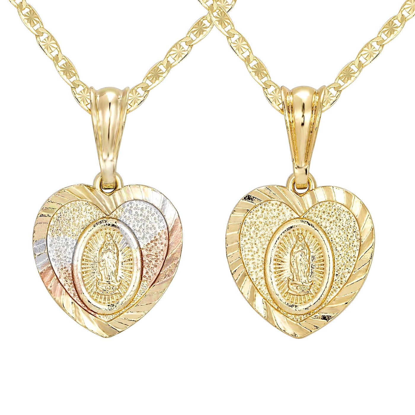 14K Gold Plated Our Lady Of Guadalupe Heart Necklace - Luxe & Co. Jewelry