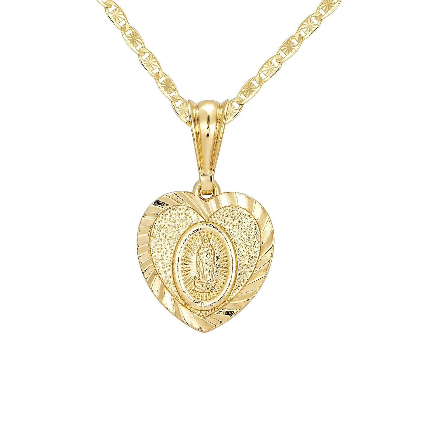 14K Gold Plated Our Lady Of Guadalupe Heart Necklace - Luxe & Co. Jewelry
