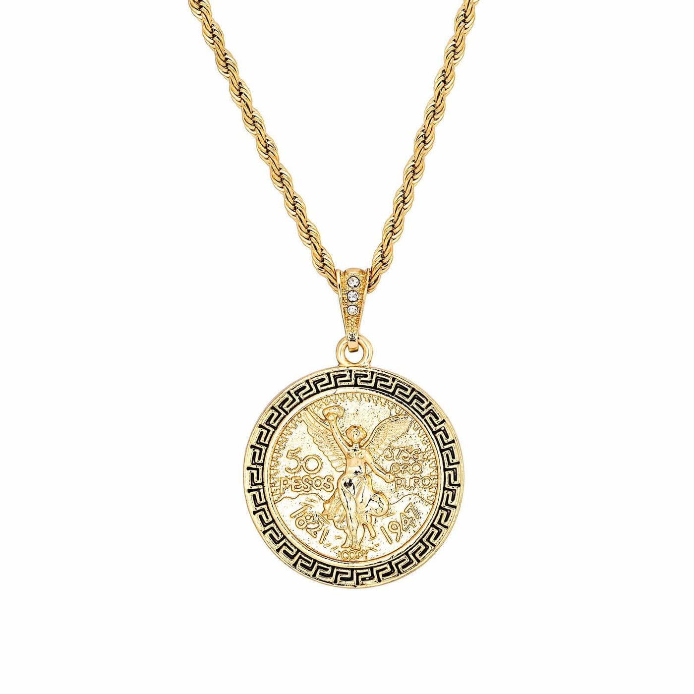 Centenario Mexican Coin Necklace 14K Gold Plated - Luxe & Co. Jewelry
