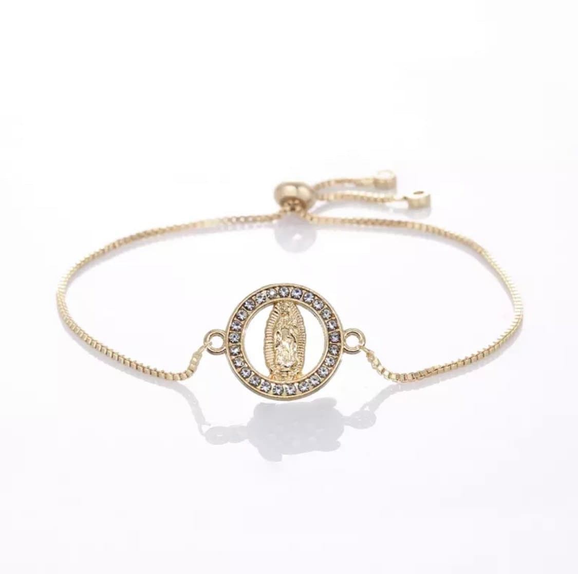 Virgen Mary Adjustable 14K Gold Plated Bracelet - Luxe & Co. Jewelry